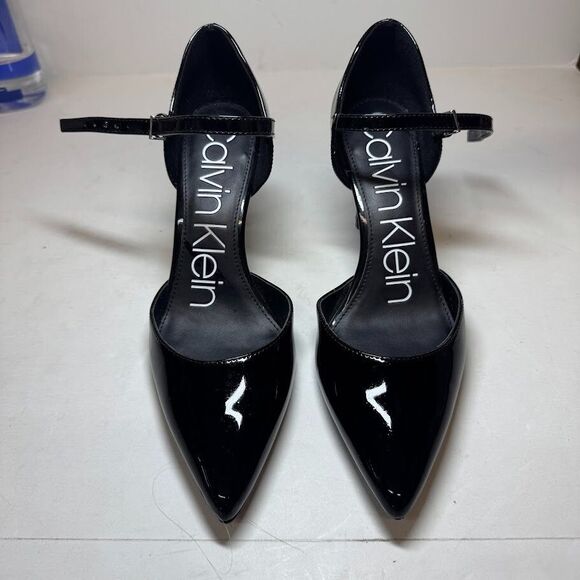 Calvin Klein Womens 6.5 M Black Leather Pointed Toe Pump High Heels NEW HD4 - Picture 3 of 5
